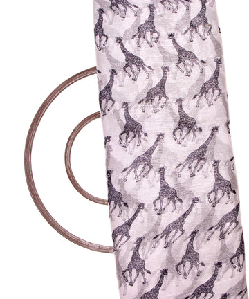 White Colour Giraffe Print Pure Chiffon Lurex Fabric